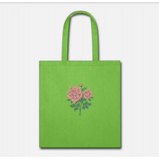 Pink Roses Lime Green Tote Bag